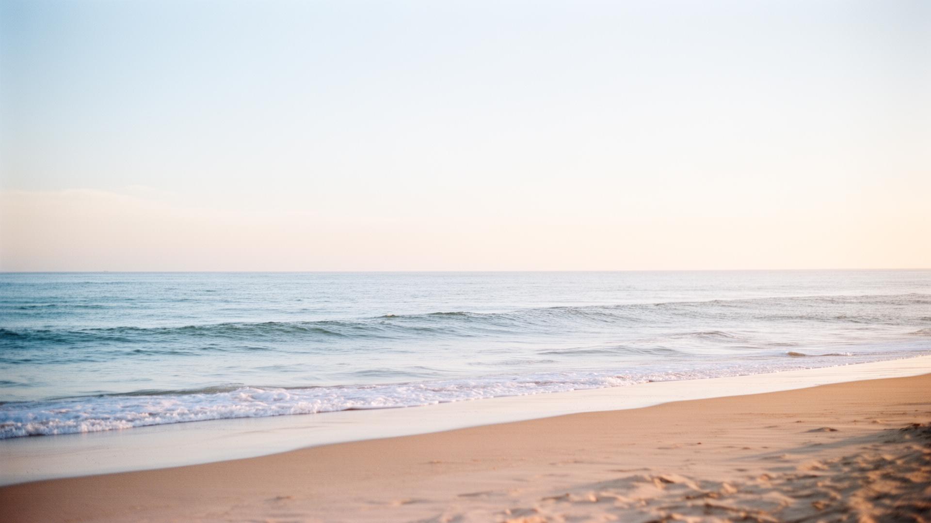 Calm coastal scene at golden hour